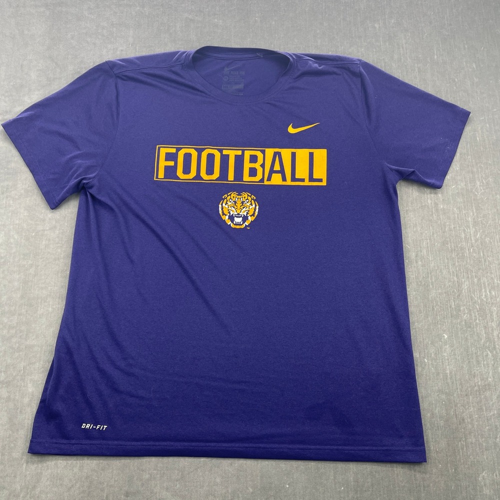 LSU Tigers Football Nike Mens XL Purple Dri-FIT Graphic T-Shirt Athletic Cut